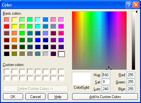 Colour dialog box