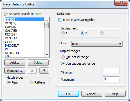 Trace Defaults Editor dialog box